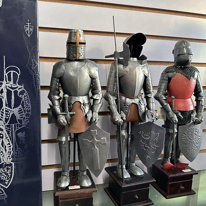 Medieval armor knight ancient Roman warrior model living room bar table decoration